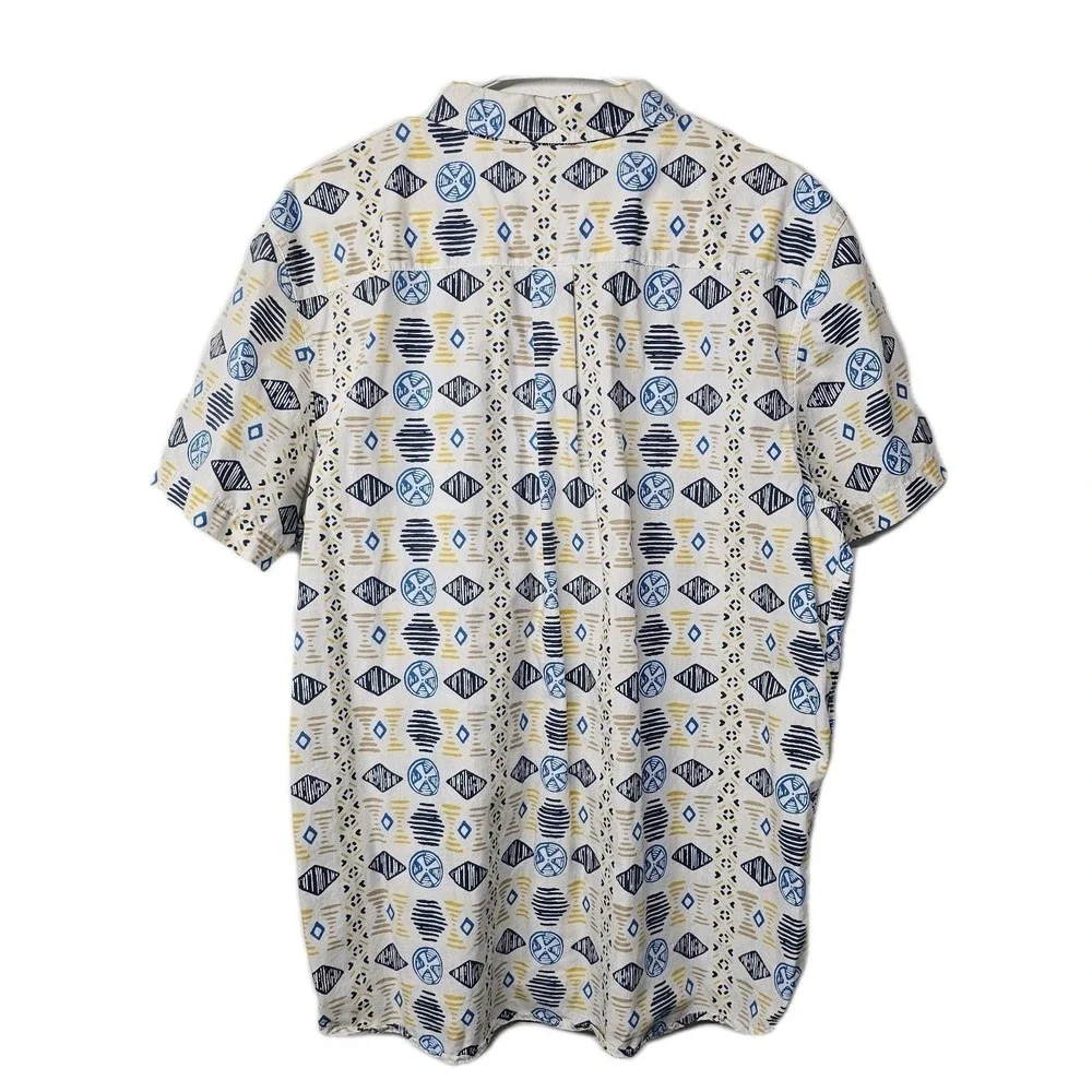 THE NORTH FACE Mens XL Short Sleeve‎ Geometric Print Cotton Button Up Shirt EUC